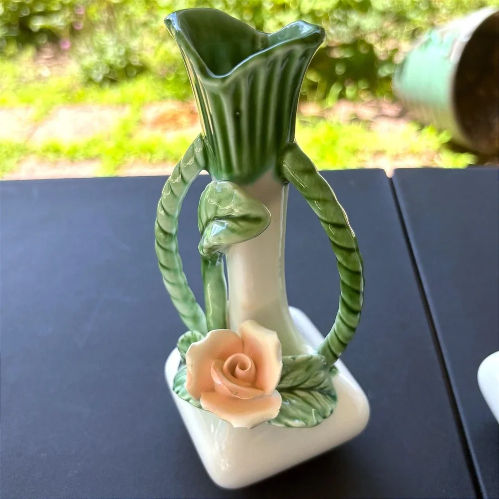 Vintage Enesco Ceramic Bud Vases Set of 2 Japan